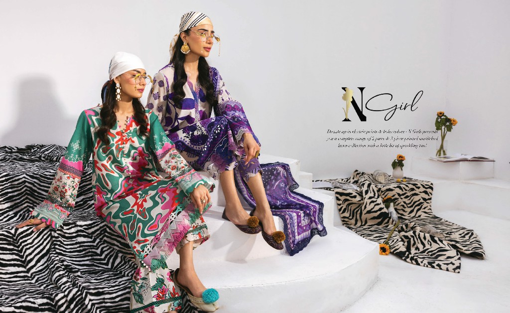 Nureh N Girl 2024-3 Unstitched Premium Printed Lawn Collection