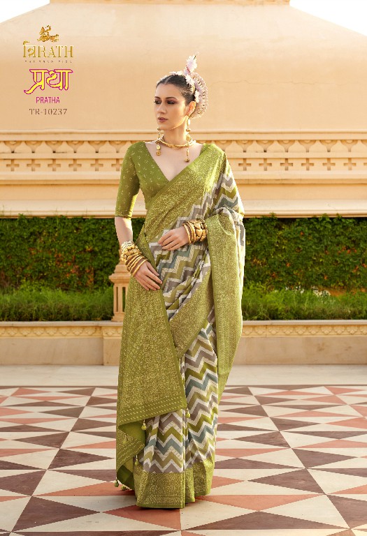 Trirath Pratha Wholesale Supre PV Silk With Aqua Finish Function Wear Sarees