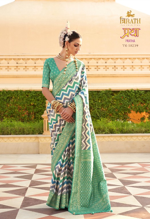 Trirath Pratha Wholesale Supre PV Silk With Aqua Finish Function Wear Sarees