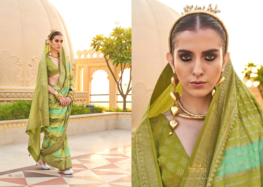 Trirath Pratha Wholesale Supre PV Silk With Aqua Finish Function Wear Sarees