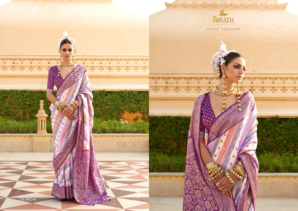 Trirath Pratha Wholesale Supre PV Silk With Aqua Finish Function Wear Sarees