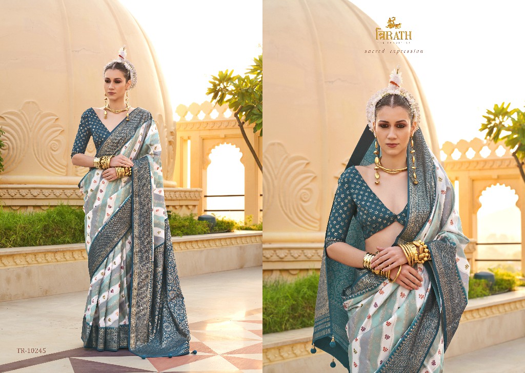 Trirath Pratha Wholesale Supre PV Silk With Aqua Finish Function Wear Sarees