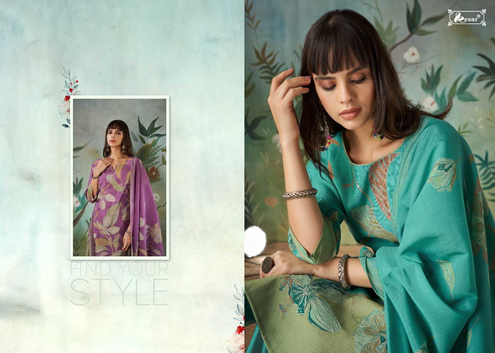 SHANAYA VOL 2 BY KESAR STYLISH PURE MUSLINE DIGITAL FOIL PRINT WITH EMBROIDERY WOK SALWAR KAMEEZ DRESS MATERIAL