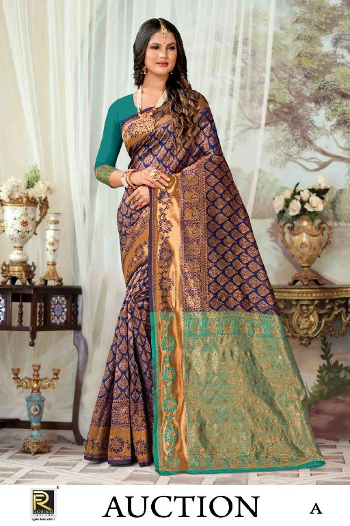 RONISHA AUCTION BY RANJNA SAREE BANARASI SILK PREMIUM FABRICS SUPER HIT COLLECTION SAREES