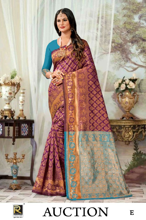 RONISHA AUCTION BY RANJNA SAREE BANARASI SILK PREMIUM FABRICS SUPER HIT COLLECTION SAREES