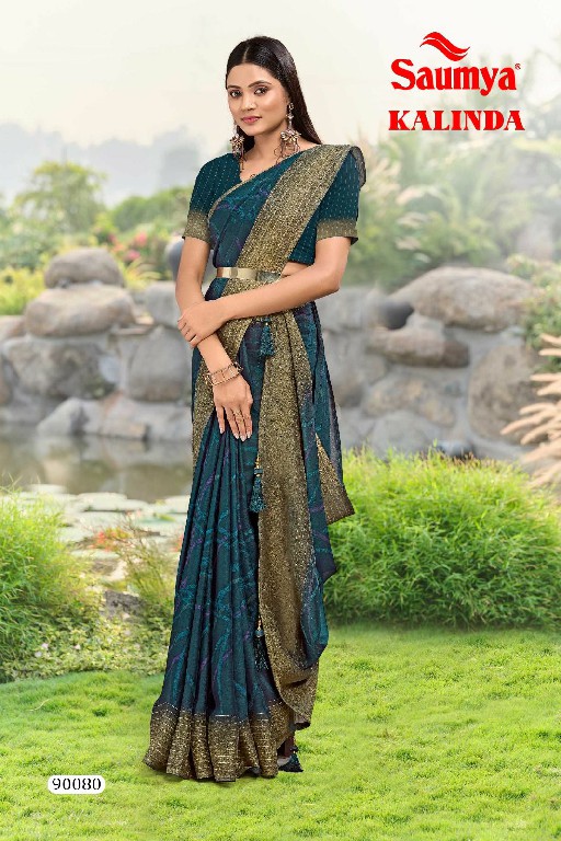 Saumya Kalinda Wholesale Dull Moss Hand Made Latkan Sarees