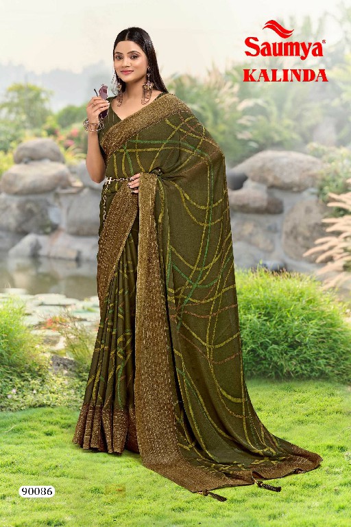 Saumya Kalinda Wholesale Dull Moss Hand Made Latkan Sarees