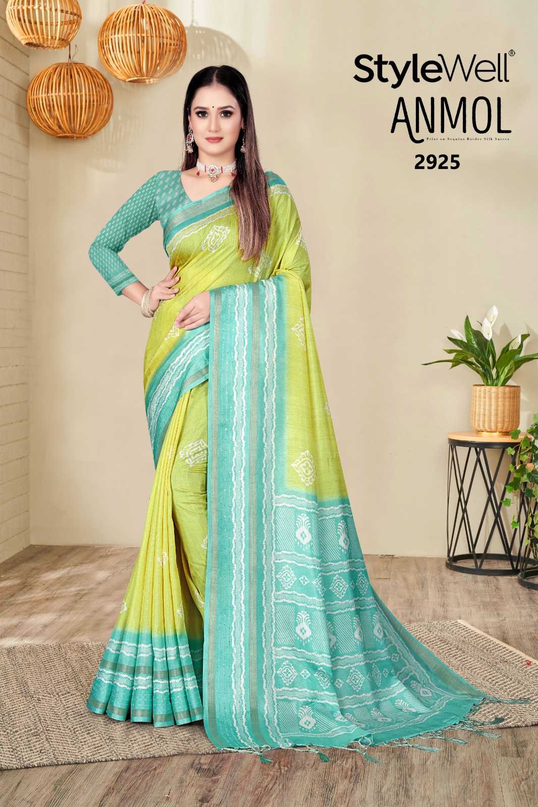 ANMOL BY STYLEWELL UNIQUE COLOUR COMBINATION PRINT SAREE WITH BLOUSE