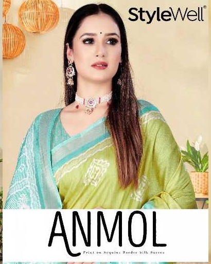 ANMOL BY STYLEWELL UNIQUE COLOUR COMBINATION PRINT SAREE WITH BLOUSE