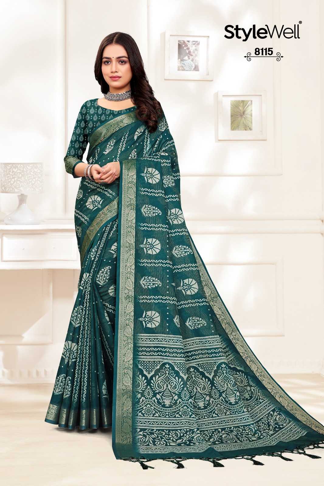 ASMITA BY STYLEWELL FASHIONABLE ATTRACTIVE COLOUR SAREE WITH BLOUSE