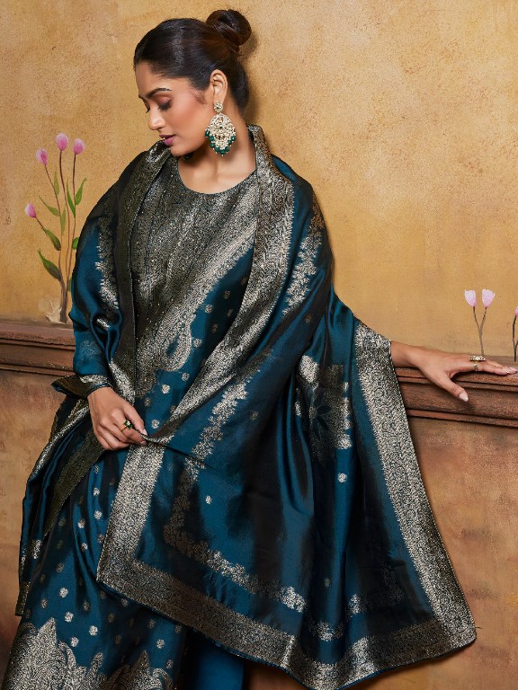 MAYRA BY IBIZA BANGLORY SILK JACQUARD WITH HANDWORK STYLISH DRESS MATERIAL