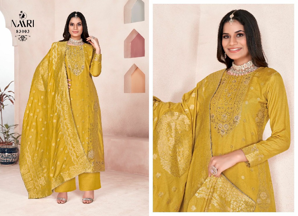 Naari Golden Wholesale Pure Muslin With Siroski Work Dress Material