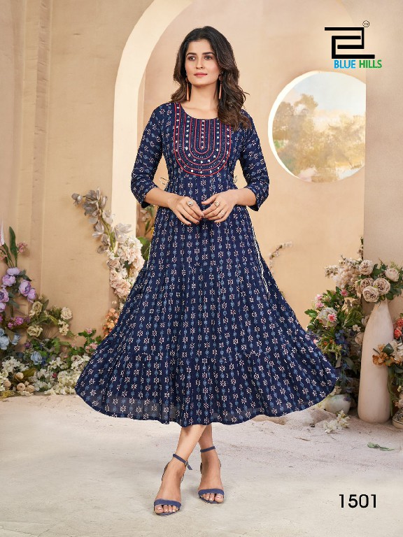 Blue Hills Sarfaraz Vol-15 Wholesale Rayon Print Anarkali Kurtis