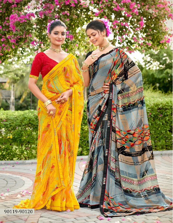 Saumya Roohi Wholesale Georgette Pattern With Embroidery Work Sarees