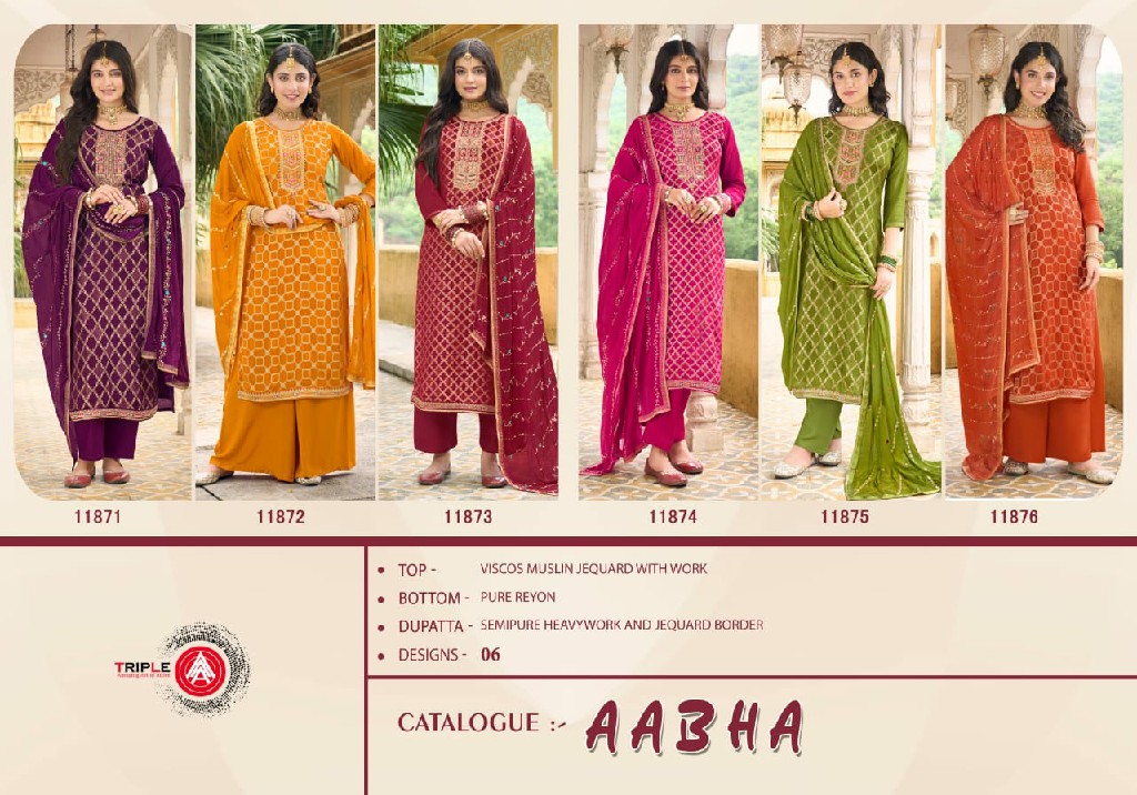 Triple AAA Aabha Wholesale Viscose Muslin With Work Dress Material