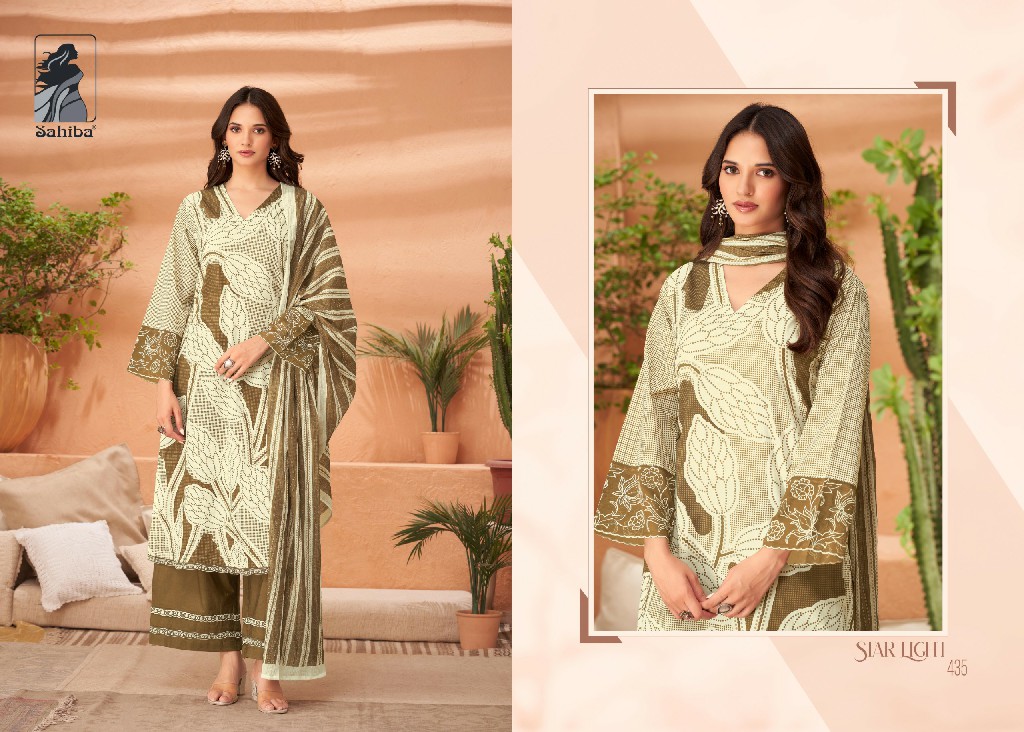Sahiba Star Light Wholesale Pure Cotton Lawn With Daman Work Suits