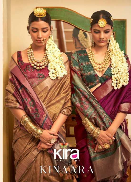 Kira Creations Kinaara Wholesale Tusser Linen Function Wear Sarees