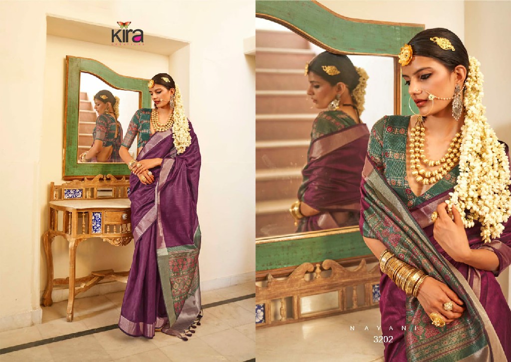 Kira Creations Kinaara Wholesale Tusser Linen Function Wear Sarees