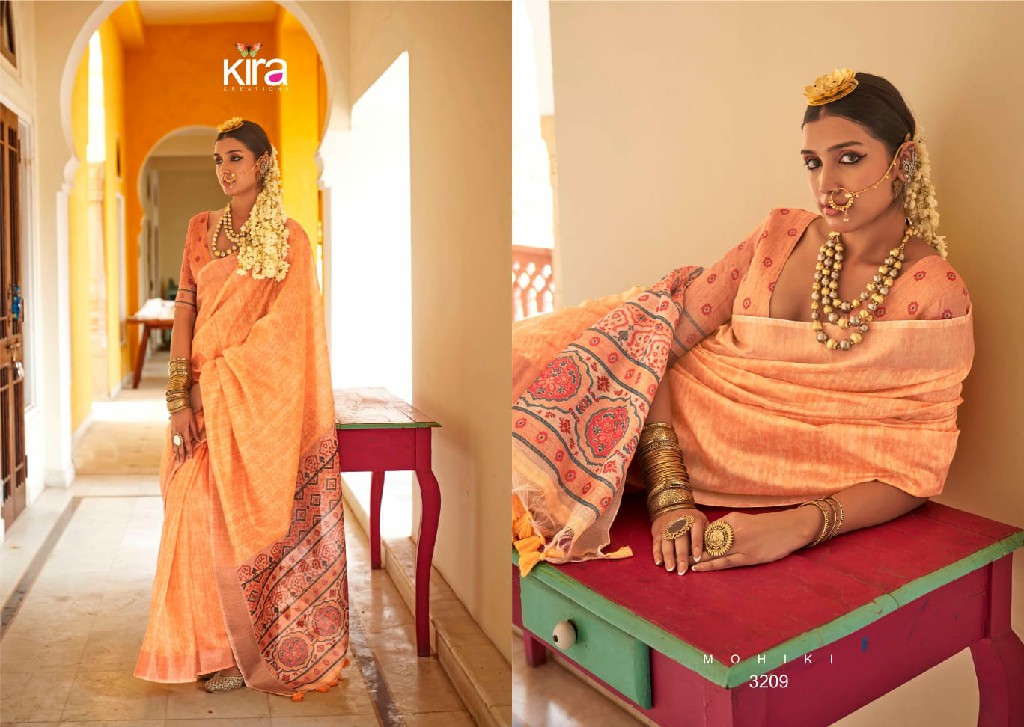 Kira Creations Kinaara Wholesale Tusser Linen Function Wear Sarees