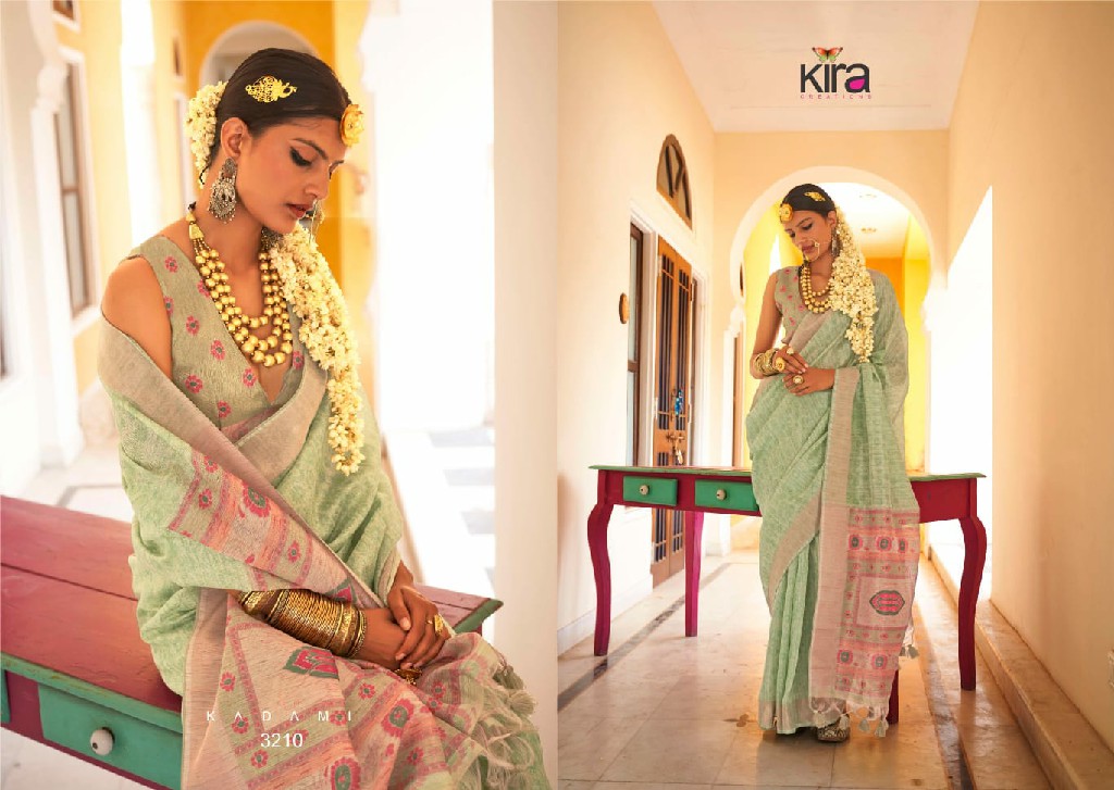 Kira Creations Kinaara Wholesale Tusser Linen Function Wear Sarees