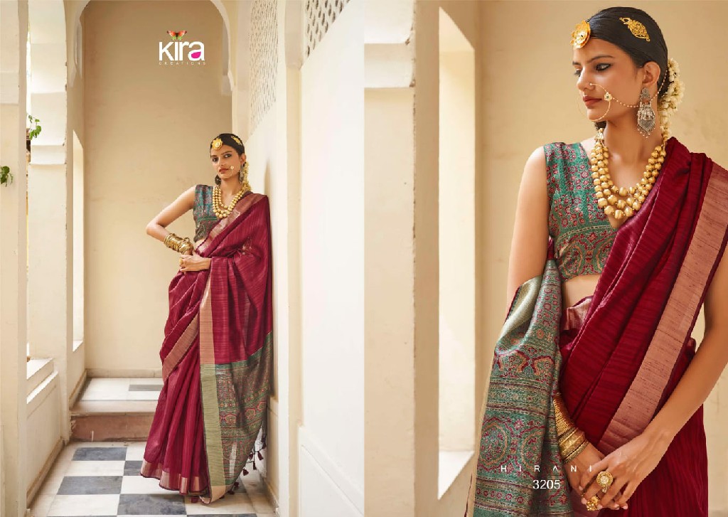 Kira Creations Kinaara Wholesale Tusser Linen Function Wear Sarees