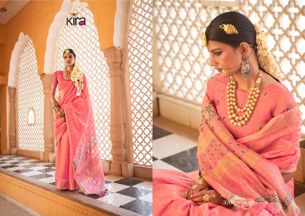 Kira Creations Kinaara Wholesale Tusser Linen Function Wear Sarees