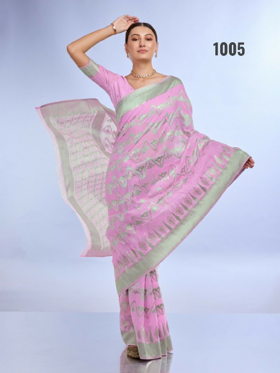 Umang Trendz 314 Series Wholesale Linen With With Jacquard Work Sarees