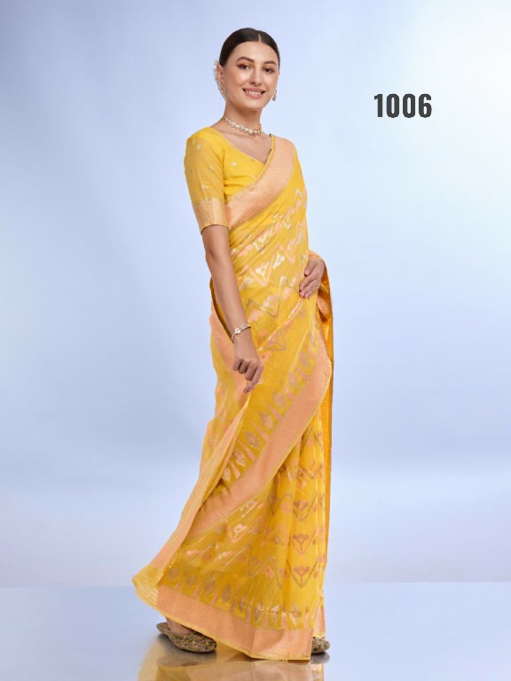 Umang Trendz 314 Series Wholesale Linen With With Jacquard Work Sarees