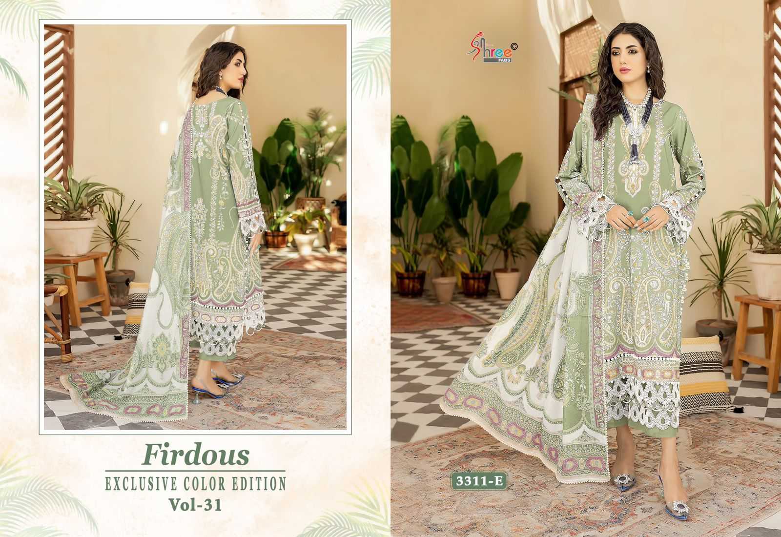 FIRDOUS EXCLUSIVE COLOR EDITION VOL 31 BY SHREE FAB COTTON PRINT EMBROIDERY PAKISTANI SUIT