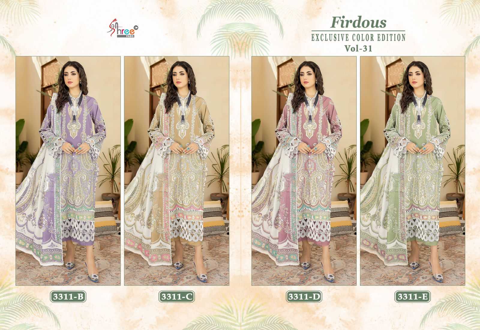 FIRDOUS EXCLUSIVE COLOR EDITION VOL 31 BY SHREE FAB COTTON PRINT EMBROIDERY PAKISTANI SUIT