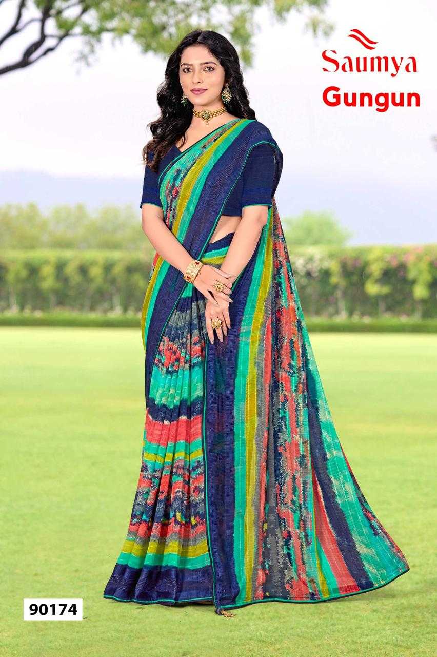 SAUMYA GUNGUN GEORGETTE VISCOSE BORDER AMAZING PRINT DAILY WEAR SAREE