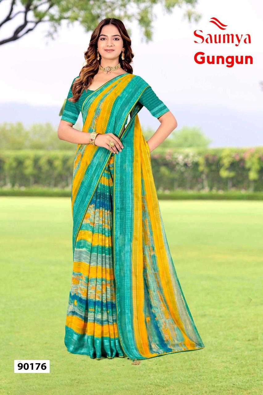 SAUMYA GUNGUN GEORGETTE VISCOSE BORDER AMAZING PRINT DAILY WEAR SAREE