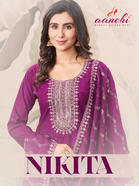 Aanchi Nikita Wholesale Fancy Fabrics Top Pant And Dupatta