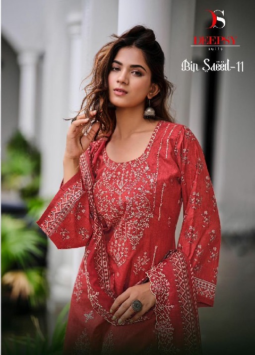 Deepsy Bin Saeed Vol-11 Wholesale Pure Cotton With Self Embroidery Suits