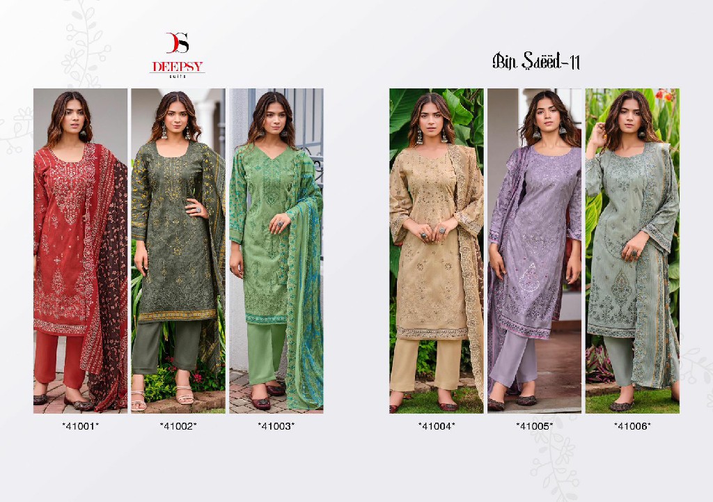 Deepsy Bin Saeed Vol-11 Wholesale Pure Cotton With Self Embroidery Suits