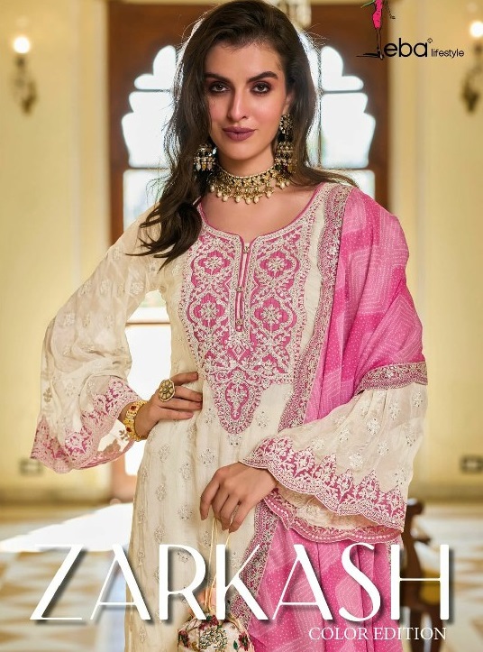 EBA LIFESTYLE ZARKASH COLOR EDITION FULL STITCH EMBROIDERY WORK PLAZZO KURTI DUPATTA