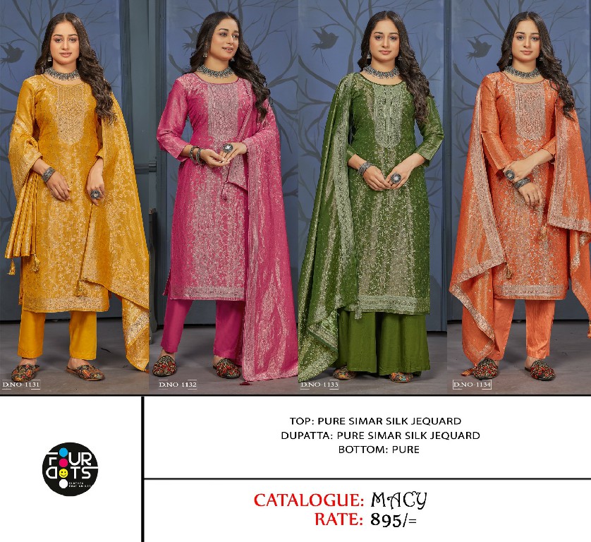 FOURDOTS LAUNCH MACY SIMAR SILK JACQUARD ETHNIC DESIGN DRESS MATERIAL