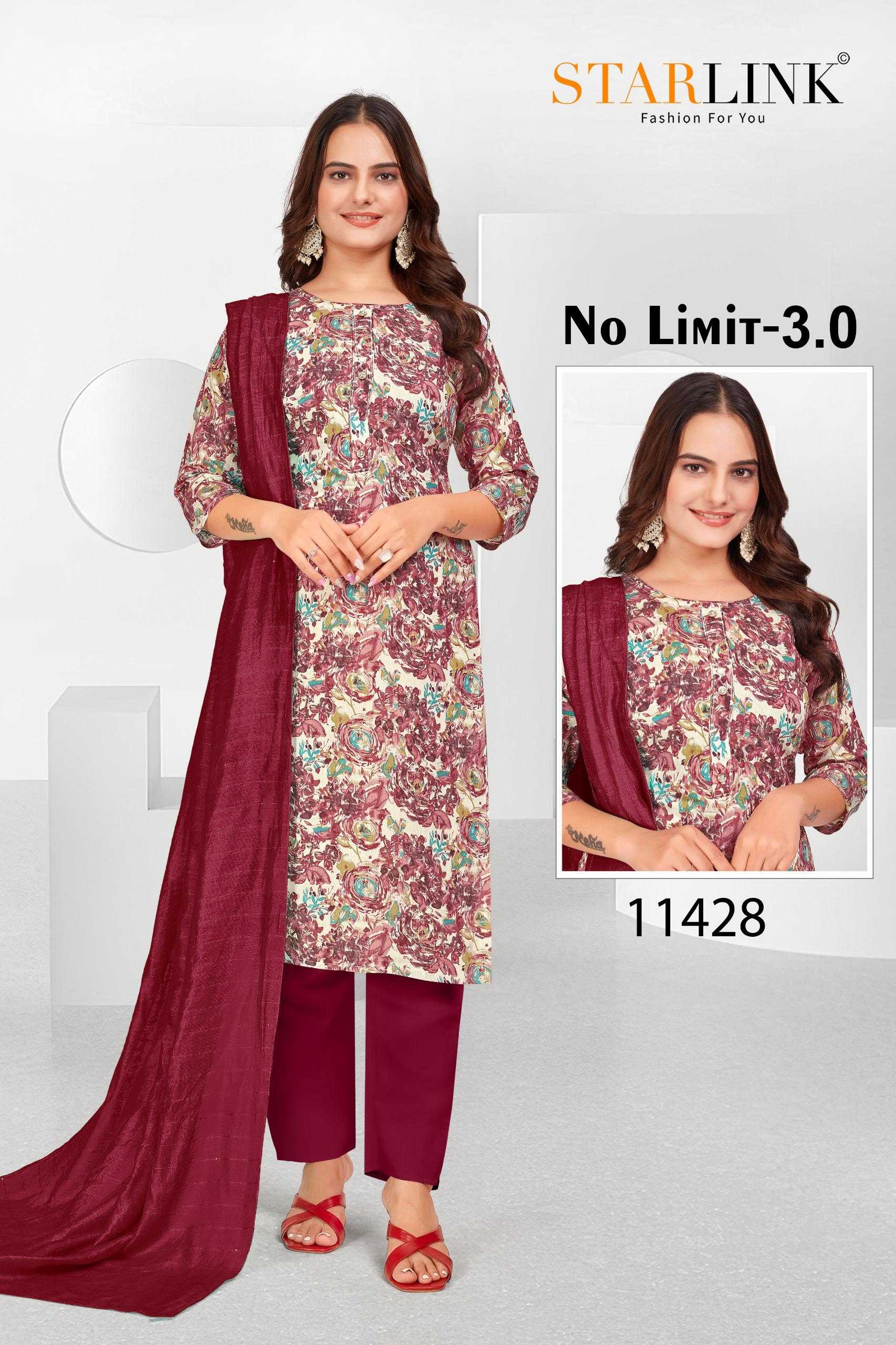 STARLINK NO LIMIT 3.0 11402 TO 11430 READYMADE MODAL FOIL PRINT ELEGANT STYLE COMBO SET DRESS