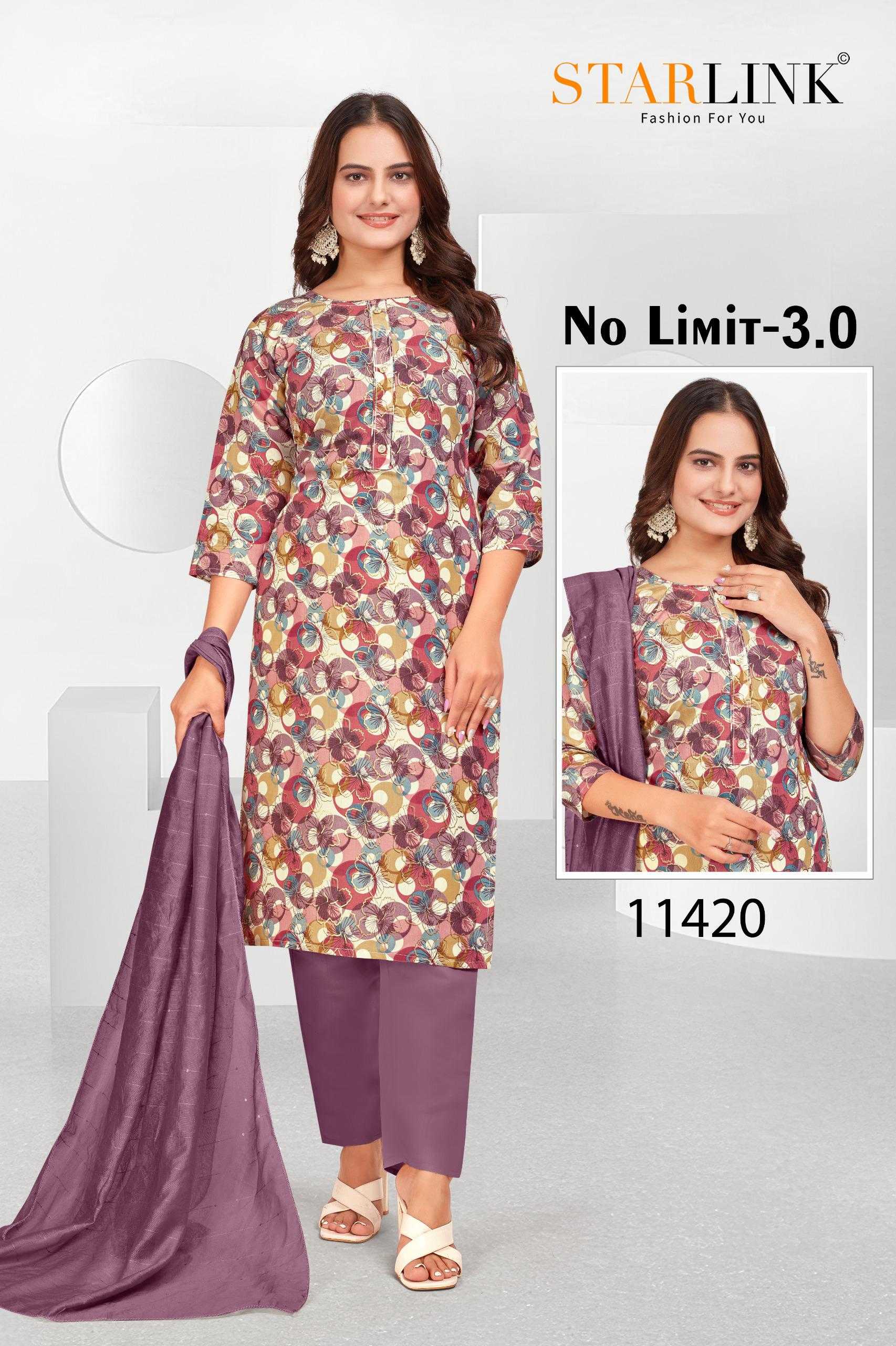 STARLINK NO LIMIT 3.0 11402 TO 11430 READYMADE MODAL FOIL PRINT ELEGANT STYLE COMBO SET DRESS