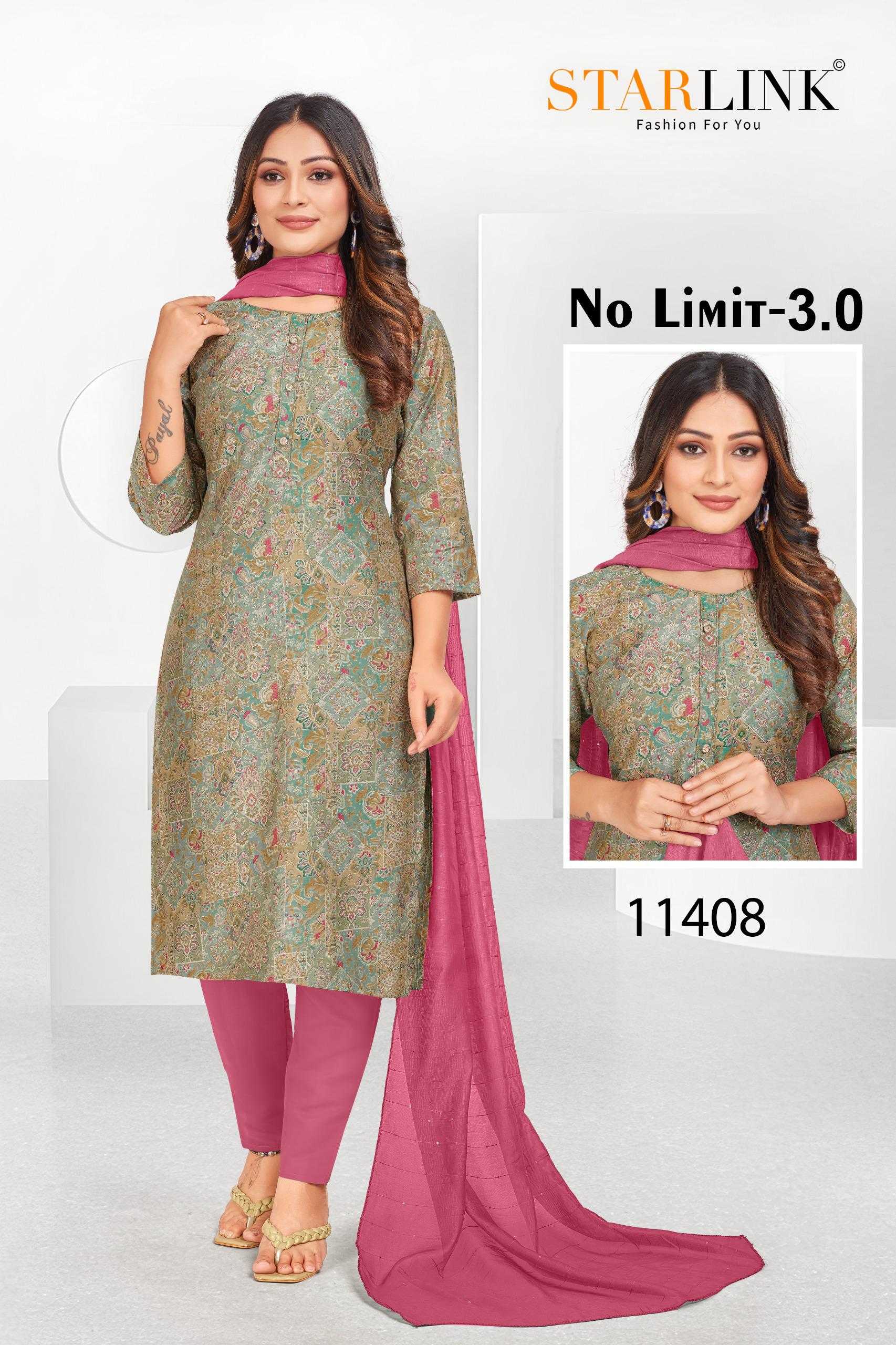 STARLINK NO LIMIT 3.0 11402 TO 11430 READYMADE MODAL FOIL PRINT ELEGANT STYLE COMBO SET DRESS