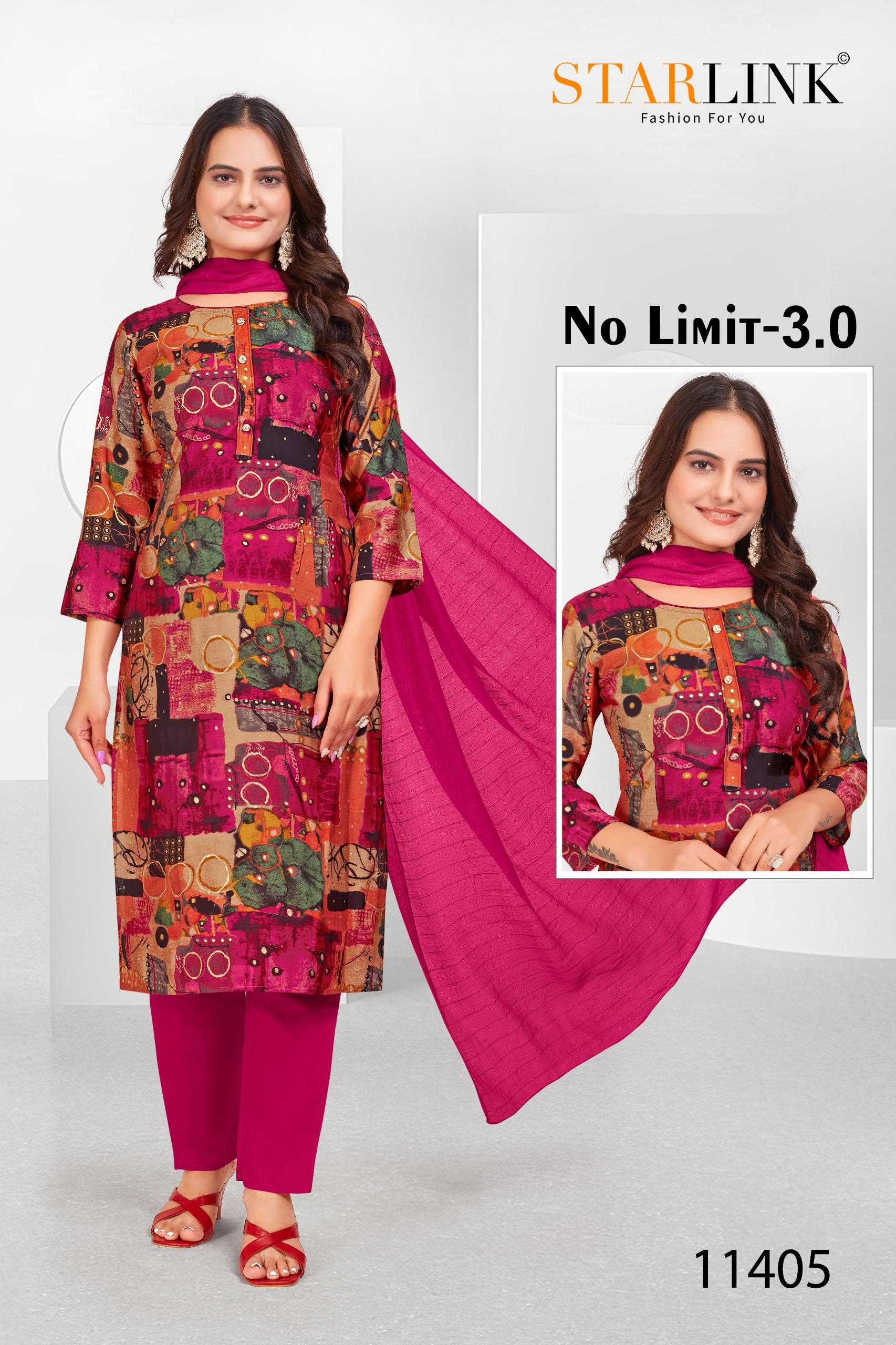 STARLINK NO LIMIT 3.0 11402 TO 11430 READYMADE MODAL FOIL PRINT ELEGANT STYLE COMBO SET DRESS