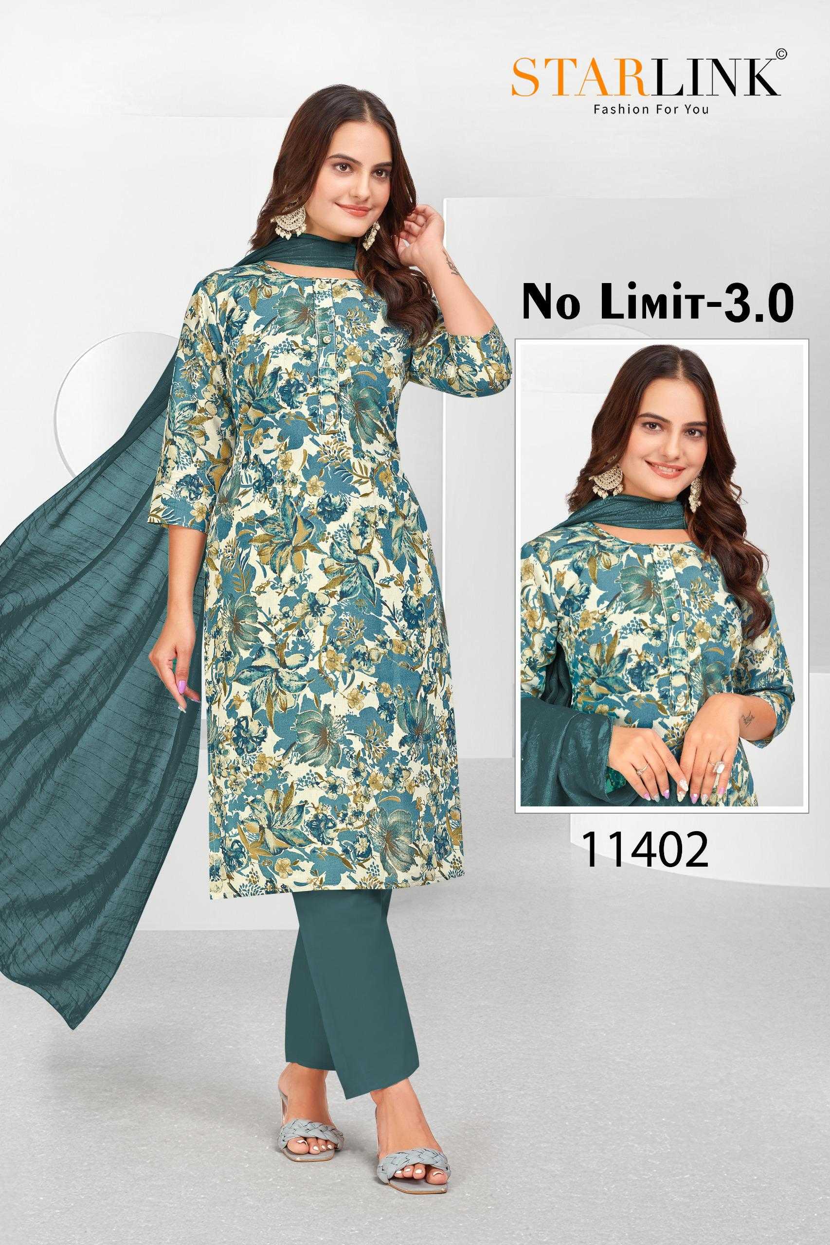 STARLINK NO LIMIT 3.0 11402 TO 11430 READYMADE MODAL FOIL PRINT ELEGANT STYLE COMBO SET DRESS