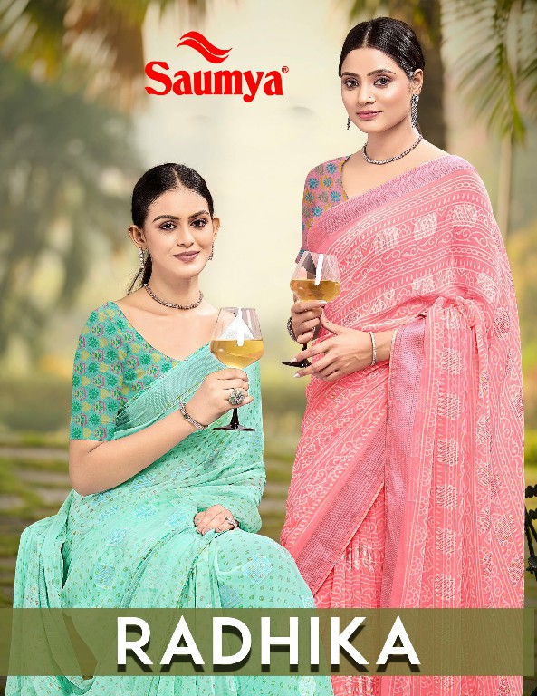 Saumya Radhika Wholesale Georgette Border Flower Butta Ethnic Sarees