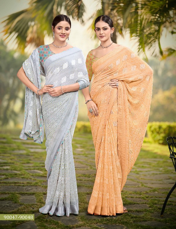 Saumya Radhika Wholesale Georgette Border Flower Butta Ethnic Sarees