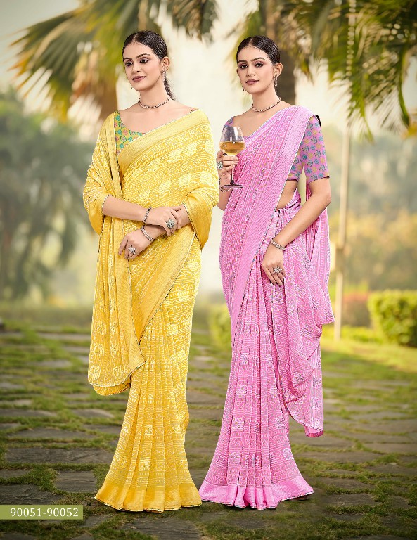 Saumya Radhika Wholesale Georgette Border Flower Butta Ethnic Sarees