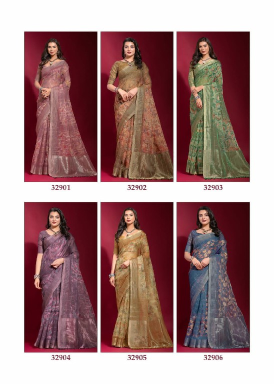 Ruchi Krisha Wholesale Digital Linen Silk Ethnic Sarees