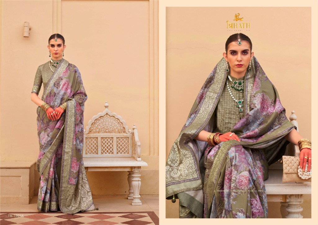 Trirath Sinhasan Wholesale Super Pv Silk With Floral Print Function Wear Sarees