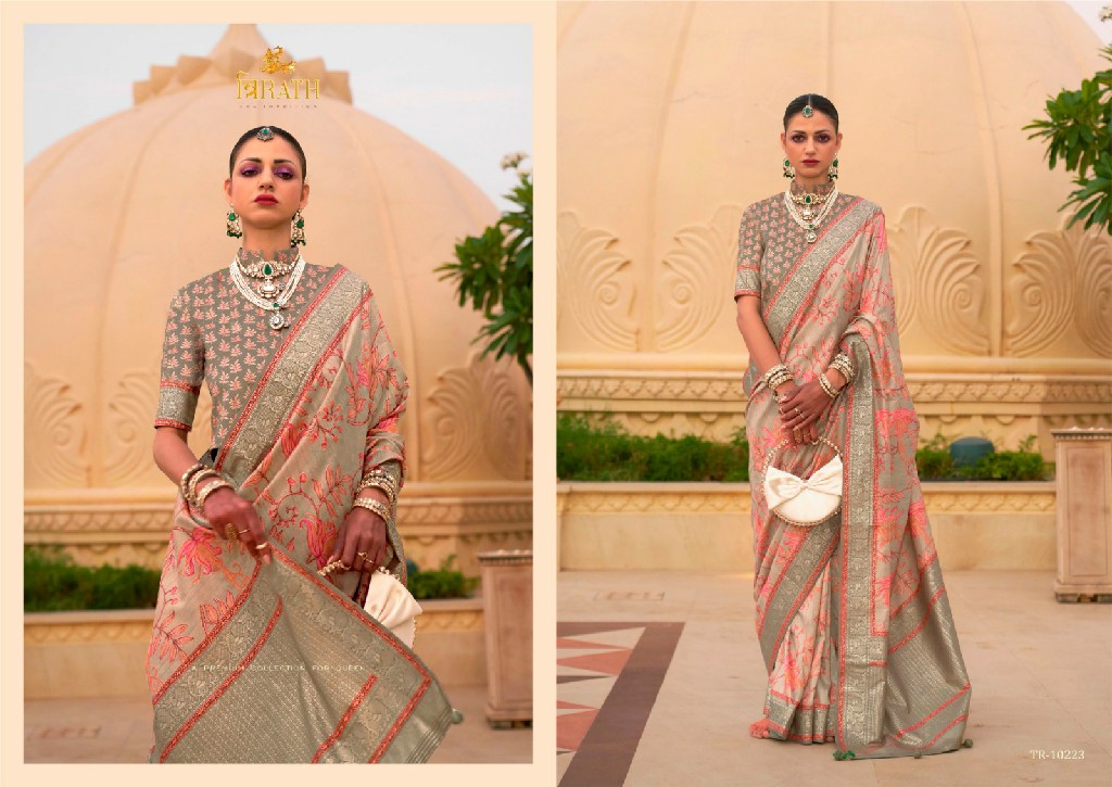 Trirath Sinhasan Wholesale Super Pv Silk With Floral Print Function Wear Sarees