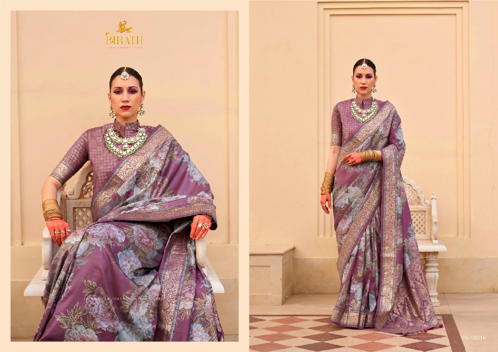 Trirath Sinhasan Wholesale Super Pv Silk With Floral Print Function Wear Sarees