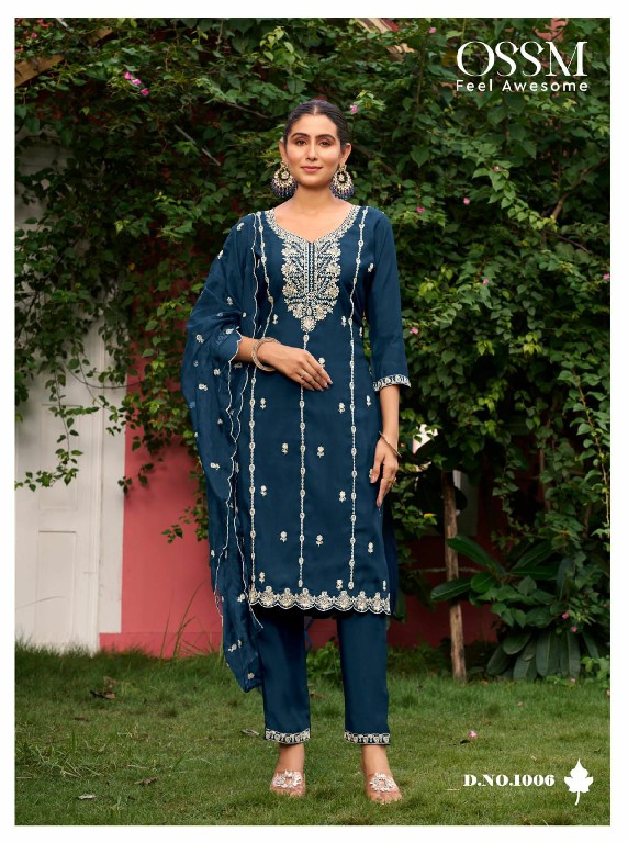 OSSM Gulabi Vol-3 Wholesale VIscose Roman Silk Kurti With Pant And Dupatta